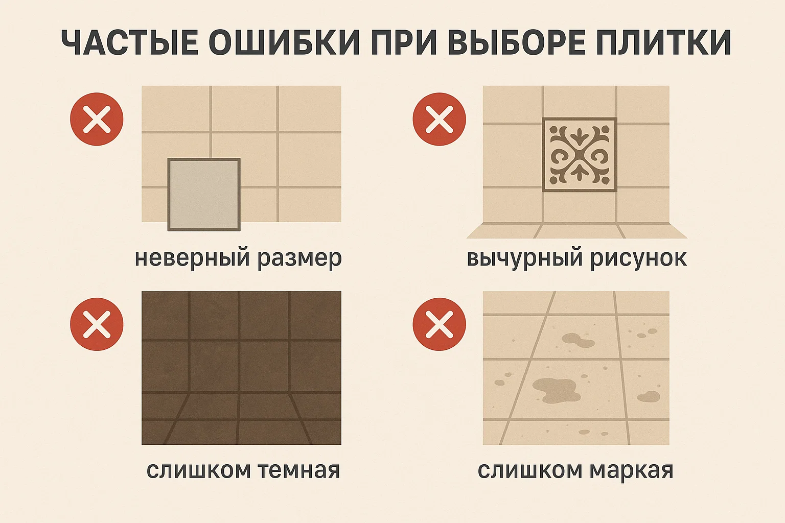 Частые ошибки при выборе плитки